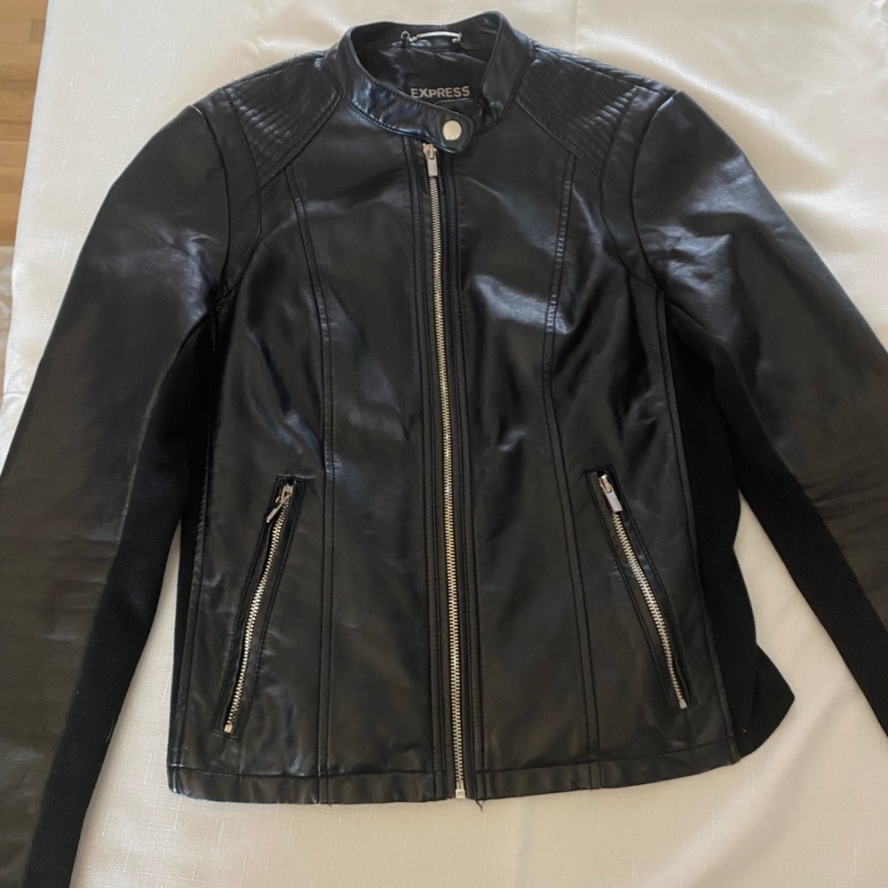 Express leather fitted jacket